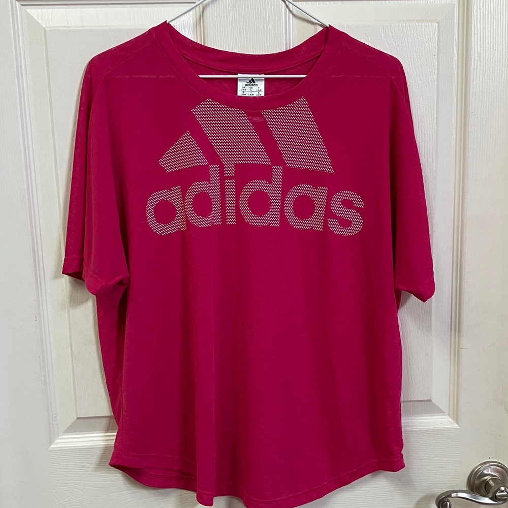 Women’s Adidas Bright Pink Tee with Logo size L